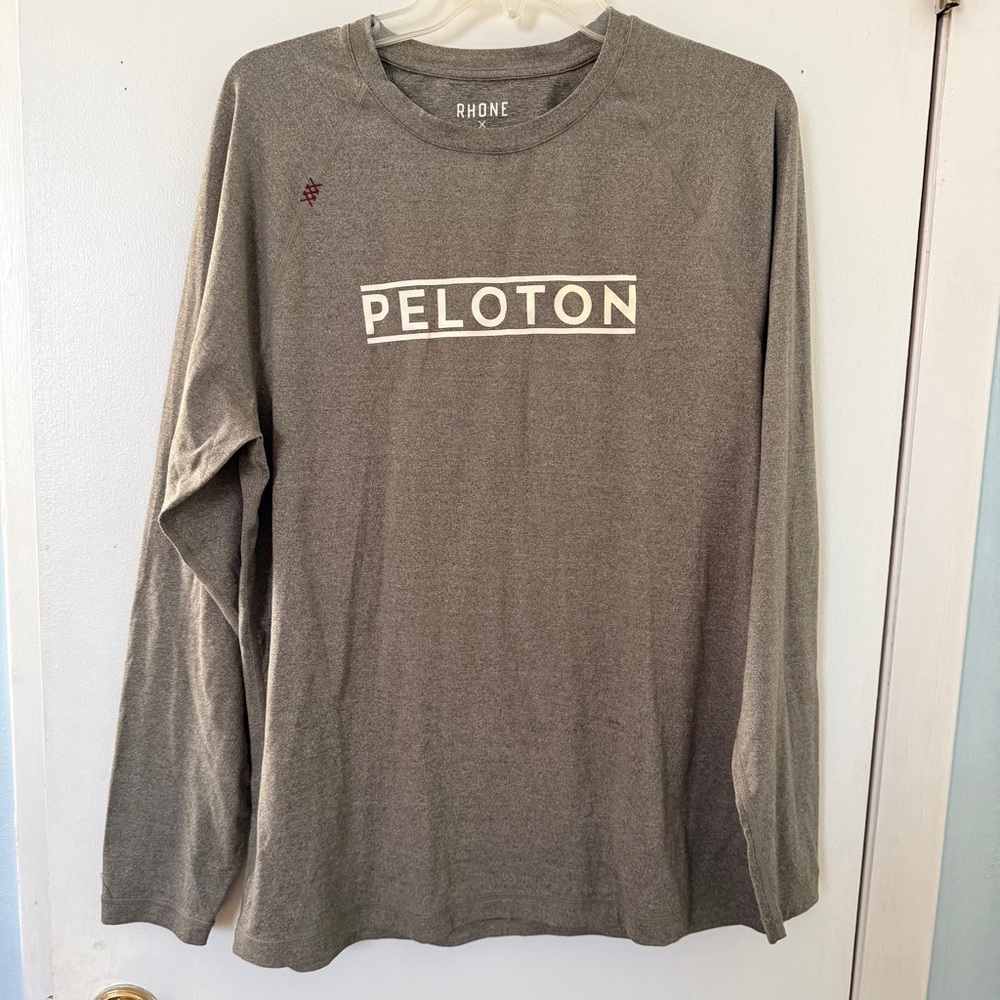 Rhone x Peloton Gray Heathered Long Sleeve Athletic Stretch T Shirt Sz L